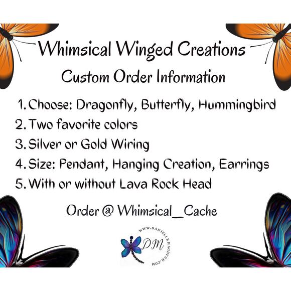 Artisan Dragonfly ORDER FORM Wire Wrapped Crystal Suncatcher Pendant Gift MTO - Picture 1 of 14